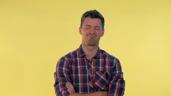 Close-up of Handsome Man Promising To Keep Silence