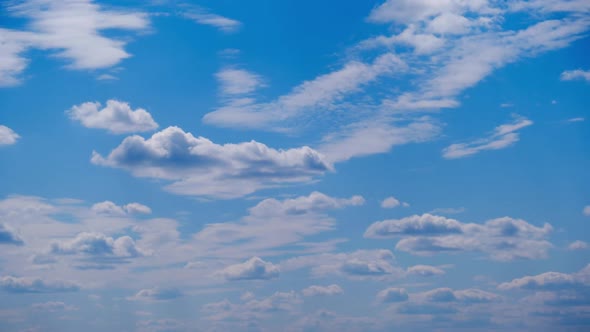 White Clouds Move and Dissolve in the Blue Sky Timelapse