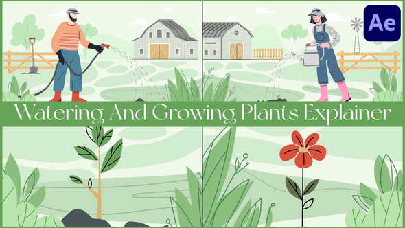 Watering And Growing Plants Explainer for After Effects