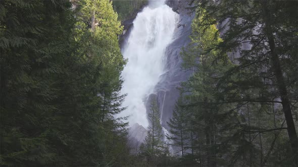 View of Shannon Falls and Water Rushing Down the Canyon