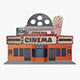 Cartoon Cinema Building Low-poly 3D model - 3DOcean Item for Sale
