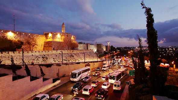 Jerusalem Old City Wall at Night, Israel