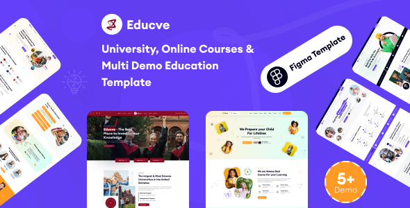 Educve-University, Online Courses &  Education Figma Template – 0 Sold!