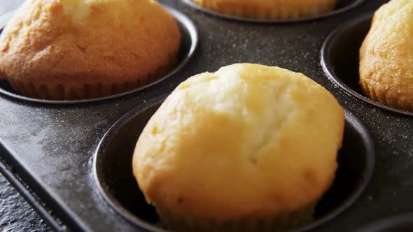 Plain cupcakes on baking tray 4k