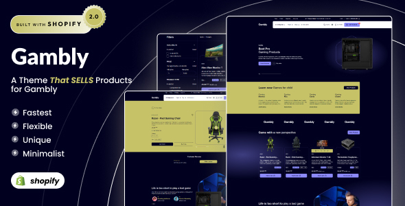 Gambly – Multipurpose Gaming Shopify 2.0 theme – 0 Sold!