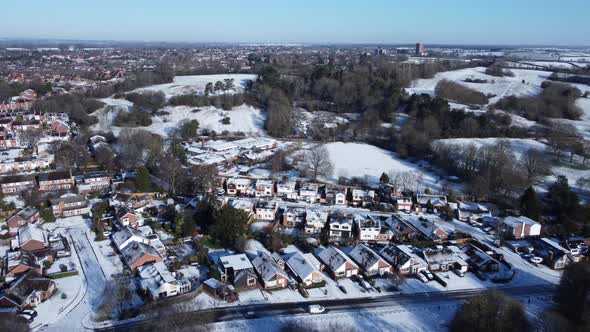 Aerial Newbold Comyn In Snow Leamington Spa Suburbs