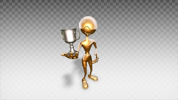 Gold 3D Man - Cartoon Show Sports Cup