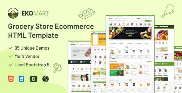 Ekomart – Grocery Store Bootstrap HTML template – 0 Sold!