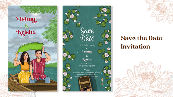 Monsoon Theme Save The Date Invitation Card