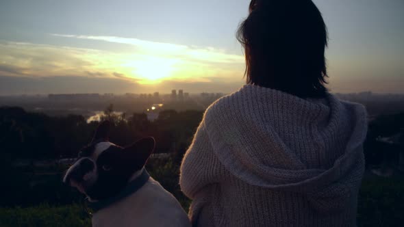 Girl with Pet Observing Nature