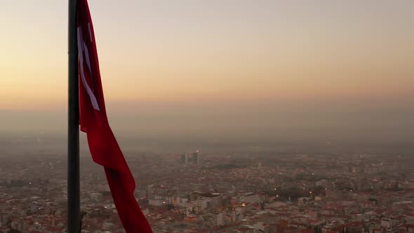 City Flag And Moon Aerial View