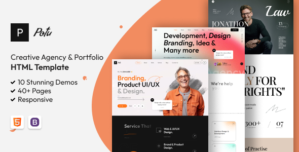 Potu – Creative Agency & Portfolio HTML Template – 0 Sold!