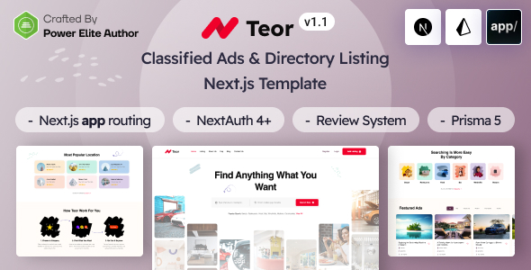 Teor – React Nextjs 14+ Classified Ads & Directory Listing Script