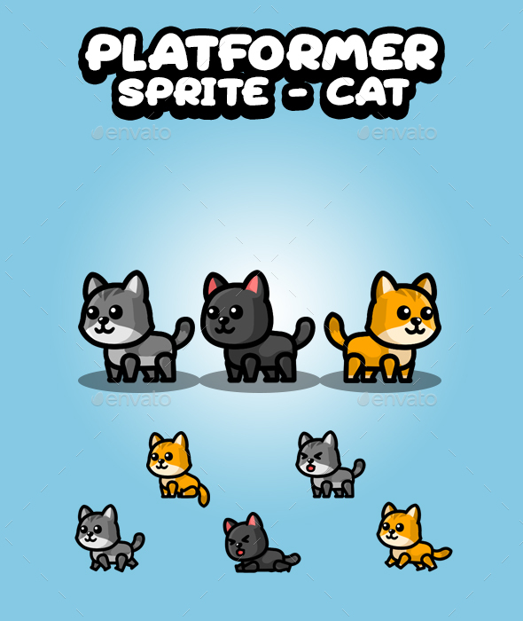 Platformer Game Character Cat Pack 01