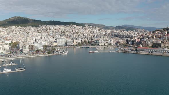 Drone flight over the city of Kavala in northern Greece