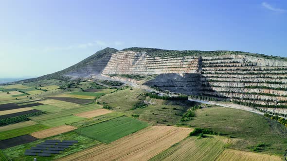 Aerial view industrial of opencast mining quarry