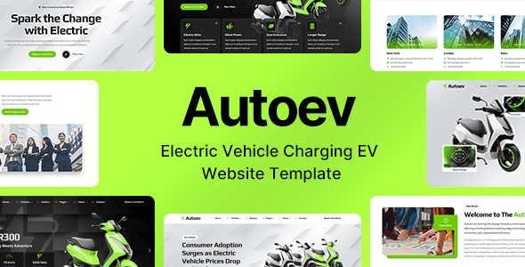 Electric Vehicle Charging EV Dealer Website Template - Autoev