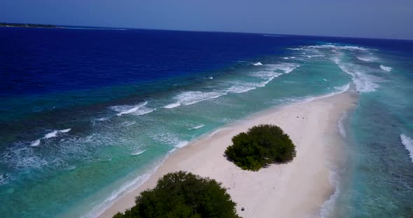 Natural above clean view of a paradise sunny white sand beach and turquoise sea background in colorf