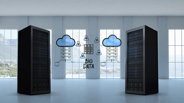 Illustration of cloud storage and its network