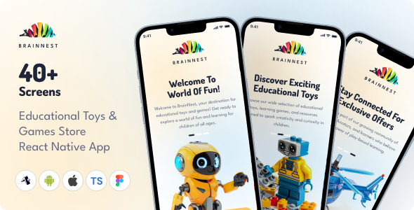 BrainNest - Educational Toys & Games Store App | Expo 51.0.9 | Frontend + Backend + Admin Panel