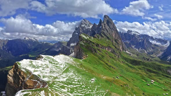 Seceda in South Tyrol, view from above, Dolomites