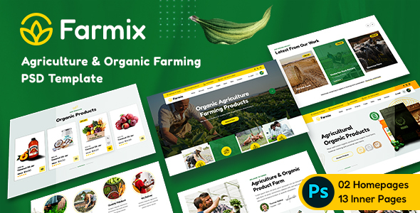 Farmix – Agriculture & Organic Farming PSD Template – 0 Sold!