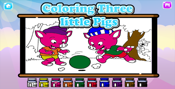 Coloring Three little Pigs - HTML5 Mobile Game