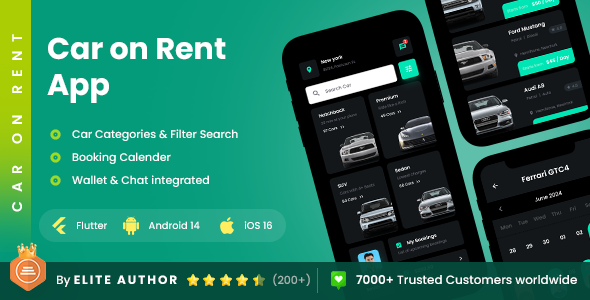 2 App Template | Rental Car Booking App | Self Driving Rental Car | Rent  a Car App | Car on Rent