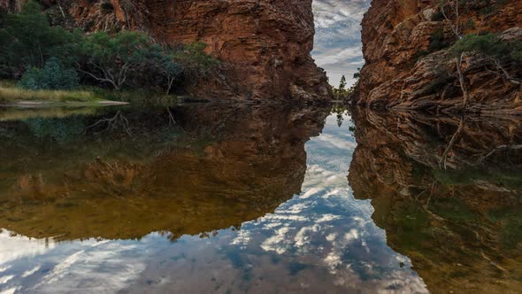 West Macdonnell Ranges National Park Northern Territory water hole timelapse near Alice Springs clea