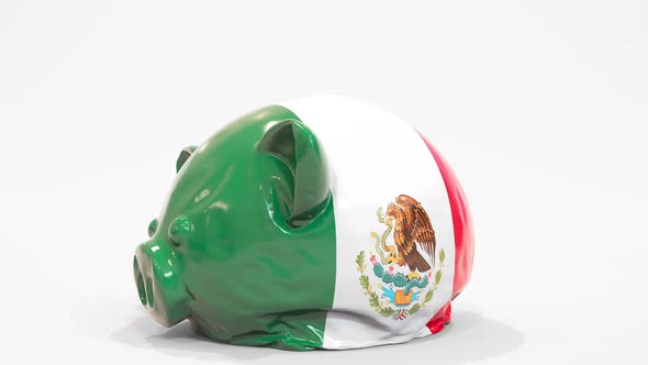 Deflating Inflatable Piggy Bank with Flag of Mexico