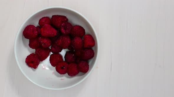 Hand Take Raspberry Fruits. Time Lapse