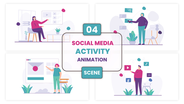 Social Media Activity Illustration Animation Scene