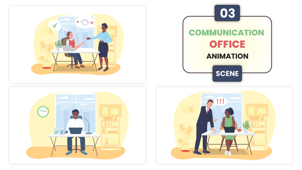 Communication Office Illustration Animation Scene