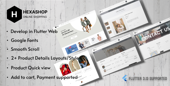 Hexa Shop - Ultimate eCommerce Online Shopping Web UI Kit for Flutter Web