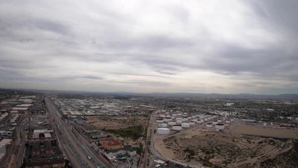 El Paso Texas Ciudad Juarez Mexico Usa Border Aerial Shot Petroleum Plants