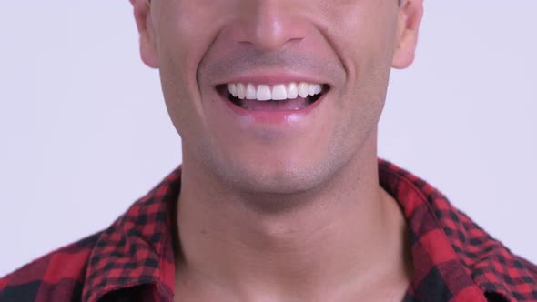 Smile of Happy Young Hispanic Hipster Man