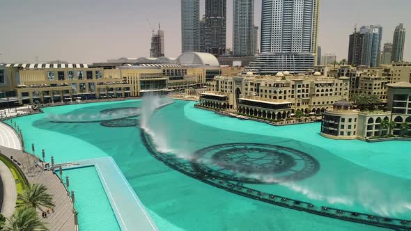 Aerial high-dynamic-range image of the Dubai fountain, U.A.E.