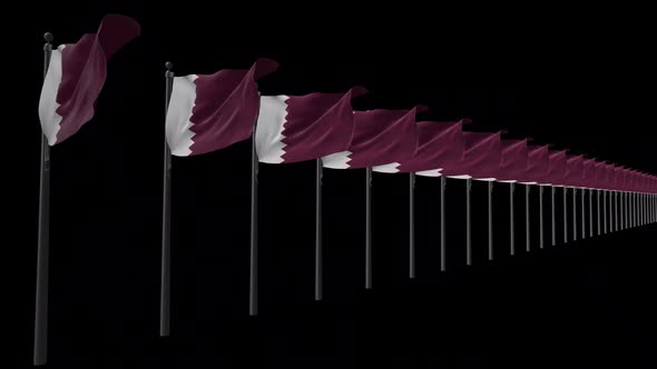Row Of Qatar Flags With Alpha 2K