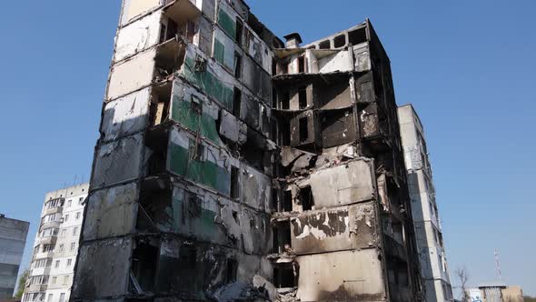 Consequences of the War  Ruined Residential Building in Borodyanka Ukraine
