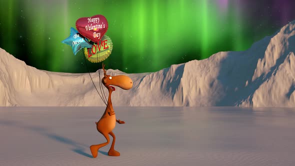 Cartoon Deer With Balloons For Valentines Day alt