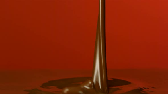 Slo-motion chocolate pouring