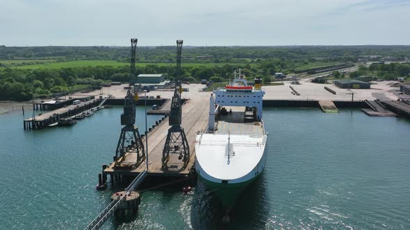 A RORO Ferry at Port Awaiting Vehicle Loading