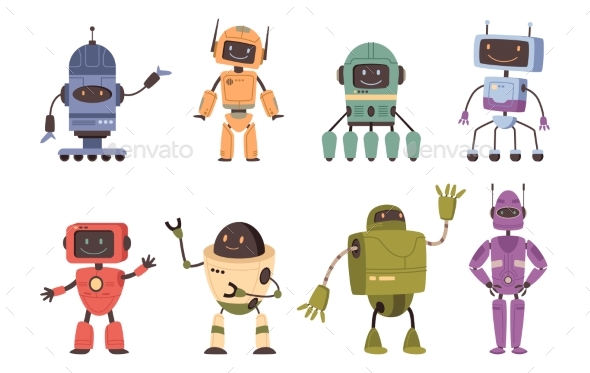 Robot Character with Friendly Face Expression