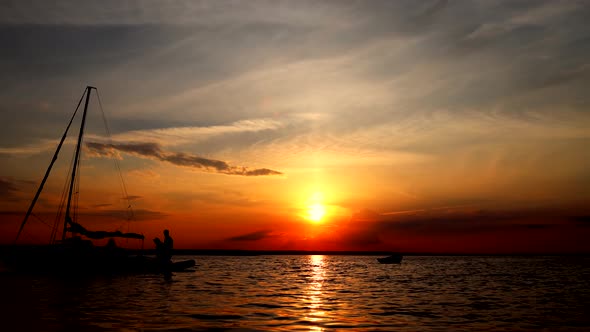 Beautiful landscape with sunset over lake Svityaz in Ukraine, 4k, timeleps