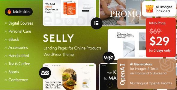 Selly – Marketing Landing Page WordPress Theme – 0 Sold!