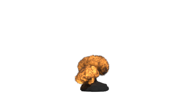 Mid-sized explosion on transparent background