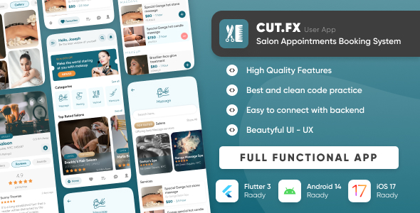 CutFX : Salon Booking Appointment : Massage, Spa, Barber Listing Multi-Vendor App with Admin Panel