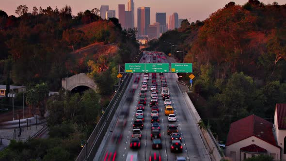 Timne Lapse Traffic Freeway Los Angeles