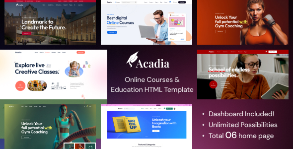 Acadia – University & Online Course HTML5 Template – 0 Sold!