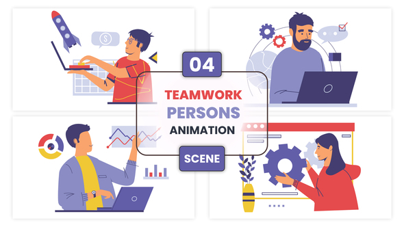 Teamwork Persons Animation Scene